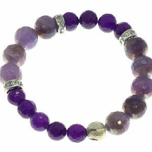 925 SS healing crystal gemstone beaded bracelet